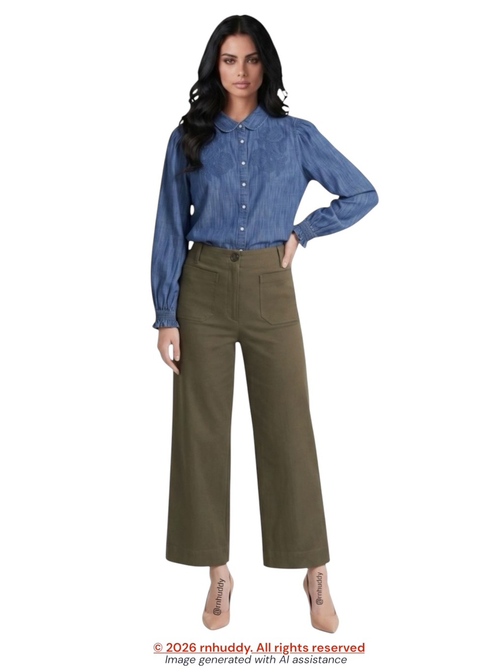 Quince size 14 olive Ultra Stretch Ponte Cropped Wide Leg Pant